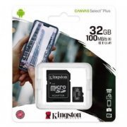 Foto de SDCS2/32GB Kingston microSD 32GB C10 Canvas Select Plus com adaptador SD, 100MB/s para leitura