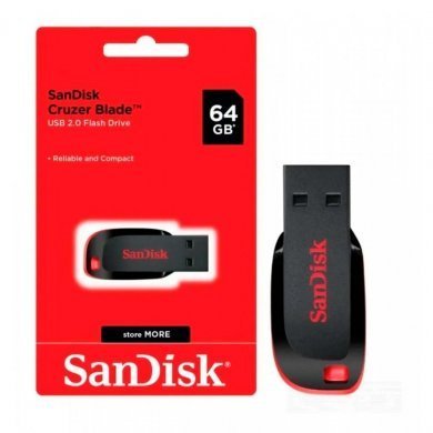 SDCZ50-064G-B35 SanDisk Pen Drive 64GB Cruzer Blade USB 2.0