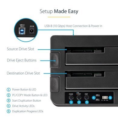 SDOCK2U313R Startech dockstation 2 baias HD/SSD SATA 3 USB-A/C 10Gbps
