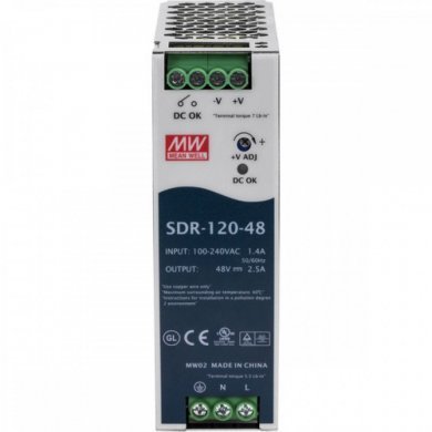 SDR-120-48 Mean Well Fonte 120W 48V industrial para trilho DIN