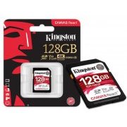 Kingston Cartão de Memoria 128GB SDXC 4K 100R/80W UHS-I U3 V30 CANVAS REACT