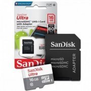 SanDisk Cartao MicroSDHC 16GB Classe 10 Acompanha Adaptador SD