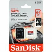 Foto de SDSQUNB-064G-GN3MA SANDISK ULTRA MICRO SDXC 64GB CLASSE 10 Speed up to 48MB/s 320x / Com adaptador