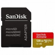 SanDisk Cartão MicroSD Extreme 128GB Classe 10 Leitura 190MB/s Escrita 90MB/s com Adaptador SD