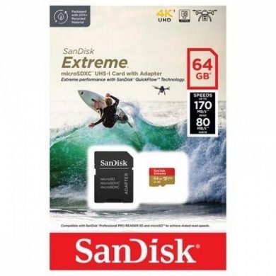 SanDisk Cartão Micro SD 64GB Extreme 170MB/s