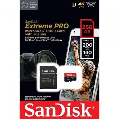 SDSQXCD-256G-GN6MA Sandisk cartão de memória MicroSD 256GB Extreme Pro U3 V30
