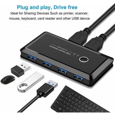 SHARING-USB3.0 USB switch seletor 4 portas USB 3.0 para 2 PCs