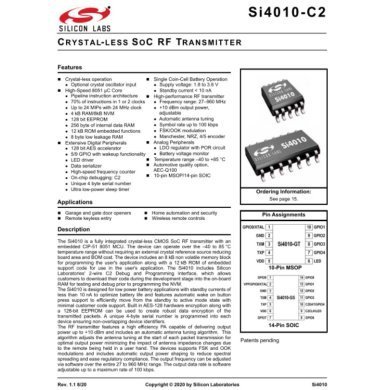 SI4011-C100EGTR Ci SI4011-C2-GT Transmissor de RF SoC System-on-Chip