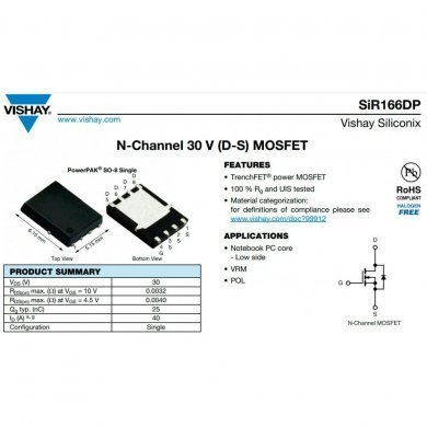 SIR166DP MOSFET N-Channel 30V 40A PowerPAK-SO-8