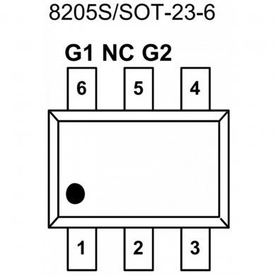 SL8205S Mosfet 8205S NCH 20V 5A SOT6 SMD (Kit 5x und)