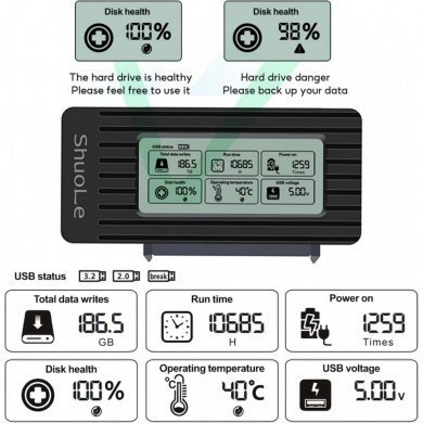 SL-U25-L Leitor de dados S.M.A.R.T para HDD/SSD display LCD