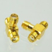 Adaptador T 1x RP-SMA Femea 2x RP-SMA F 1 conector RP