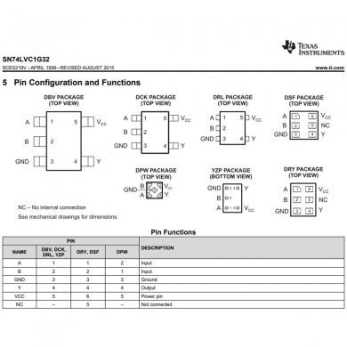 SN74LVC1G32DCKR 5x Porta Lógica OR SN74LVC1G32DCKR CG5 SC70-5 0.8 x 0.8 mm