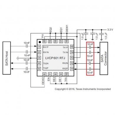 SN75LVCP601 Two Channel 6Gbps SATA Redriver QFN20