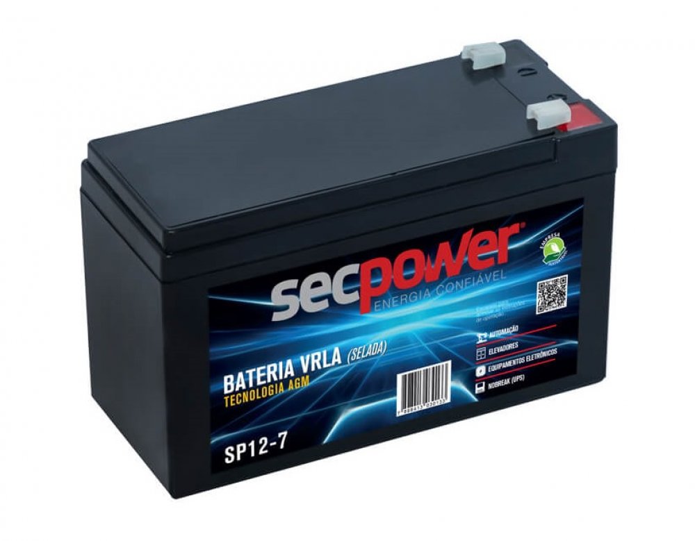 SP12-7 Sec Power Bateria 12V 7Ah VRLA Selada