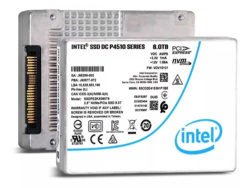 内蔵型SSD Intel DC P4510 8TB U.2 SSD Intelのデータセンター向けSSD「DC P4510」が入荷、64層TLC 3D