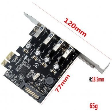 Placa PCI-E x1 para 4x USB 3.0 5Gbps
