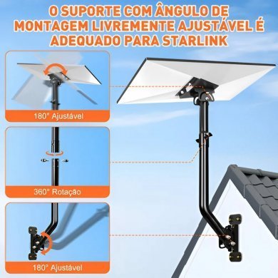 SUPORTE-STARLINK3 Suporte Antena Starlink Gen 3 ajustável de parede ou teto