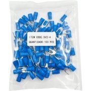 SV2-4 terminal forquilha garfo pre isolado azul 100 peças 14 a 16 AWG, diametro interno do garfo de 4.00mm