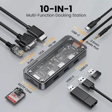 SW10V-PRO Docking Station USB Tipo-C 10 em 1 Multifuncional