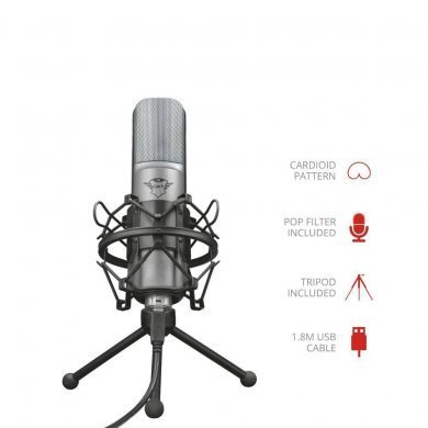 Trust microfone gamer GXT 242 Lance streaming USB