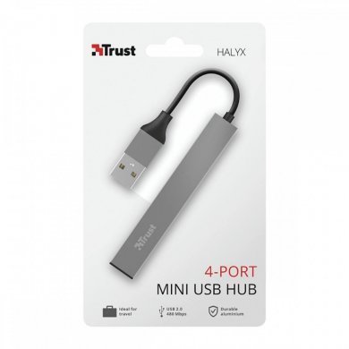 T23786 Trust mini hub Halyx USB-A 2.0 4 portas 480Mbps