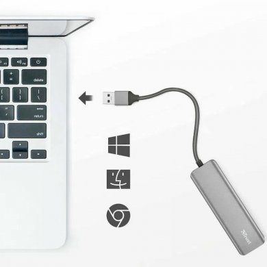 T23786 Trust mini hub Halyx USB-A 2.0 4 portas 480Mbps