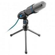 Trust microfone condensador Mico azul e preto tripé com angulo ajustável plug conector USB e P2
