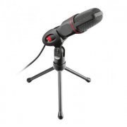Trust microfone gamer GXT 212 Mico USB P2 3.5mm preto e vermelho com tripé de ângulo ajustável 