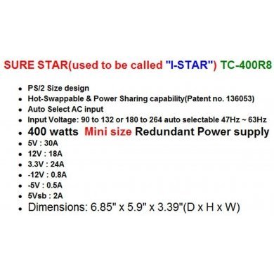 Sure Star Fonte Redundante ATX 400W 20/24 Pin