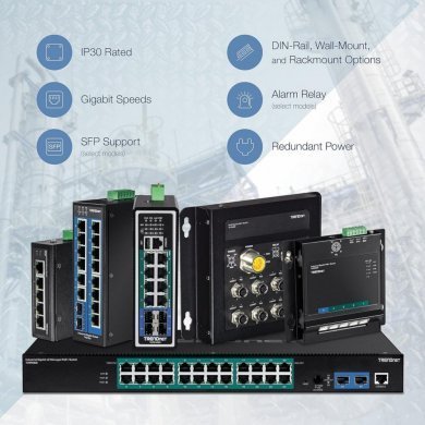TI-PG102 Trendnet Switch Industrial 10 Portas Gigabit POE+