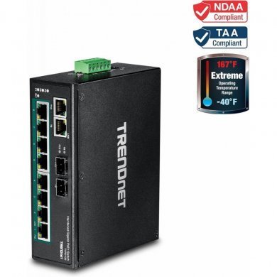TI-PG102 Trendnet Switch Industrial 10 Portas Gigabit POE+