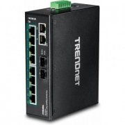 Trendnet Switch Industrial 10 Portas Gigabit POE+ Trilho DIN (8x RJ45 POE+ 802.3at, 2x RJ45 1000Base-TX, 2x SF