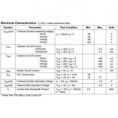 Transistor TIP42C PNP original Fairchild (Kit 10x)