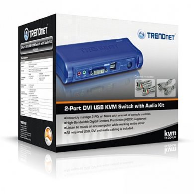 TK-204UK TRENDnet Chaveador KVM USB 2 Portas DVI com Audio, TRE