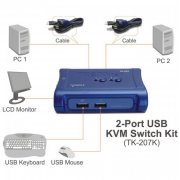 Trendnet Chaveador KVM 2 Portas USB 2 PC mais 02 Cabos KVM, Hot-Plug, Alimentação pela Interface USB (Controla até 2 PCs)