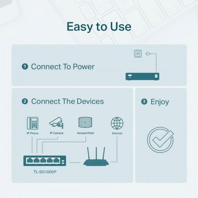 TL-SG1005P TP-Link Switch 5 portas gigabit com 4 portas POE+