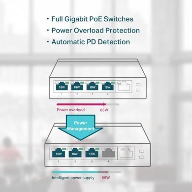 TL-SG1005P TP-Link Switch 5 portas gigabit com 4 portas POE+