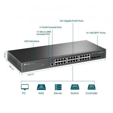 TL-SG3428X TP-LINK Switch gerenciável 24 portas gigabit L2+