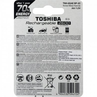 TNH-6GAE-BP-2C Toshiba Pilha Recarregável AA 1.2V 2600mAh 2x und