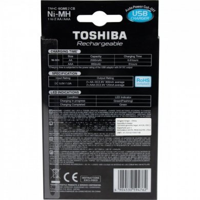 TNHC-6GME2-CB Toshiba Kit 2 Pilha Recarregável AA 1.2V 2000mAh