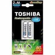 Toshiba Kit 2 Pilha Recarregável AA 1.2V 2000mAh com 