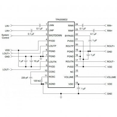 TPA2008D2PWPR CI TPA2008D2 amplificador estereo 3W HTSSOP24 SMD