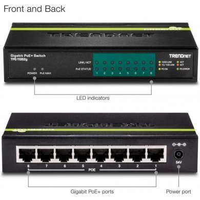 TPE-TG82G Trendnet switch 8 portas gigabit POE+ 61W max