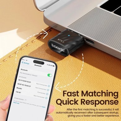 Toocki adaptador USB Bluetooth 5.3 preto