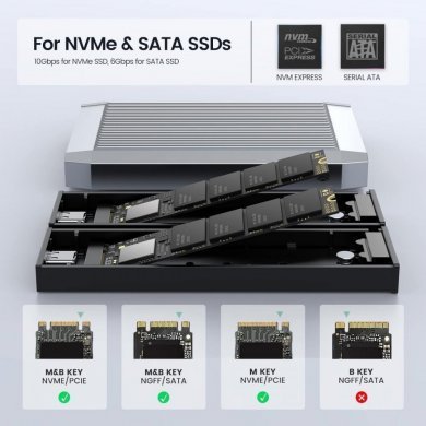 Yottamaster Case SSD SATA+NVMe para USB-A e Tipo-C