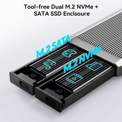 Yottamaster Case SSD SATA+NVMe para USB-A e Tipo-C