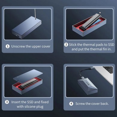 TR2-C3-GY Yottamaster Case M.2 SATA para USB Tipo-C 6Gbps