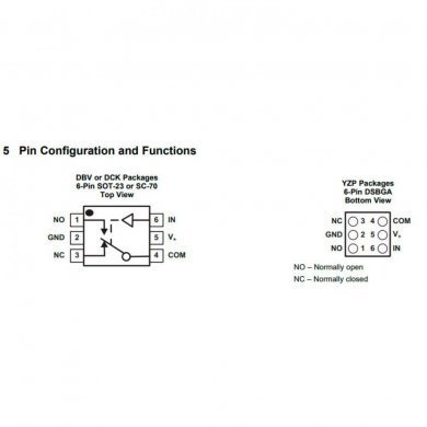 TS5A3159AYZPR Ci Analog Switch SPDT 1-5V 2:1 SPDT 1 channel