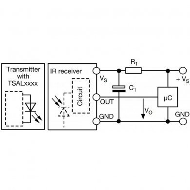 TSOP18456DD1 Diodo receptor IR V18456 56KHz PTH 3T (Kit 10x und)